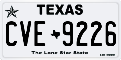 TX license plate CVE9226