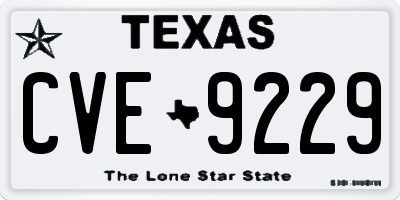 TX license plate CVE9229