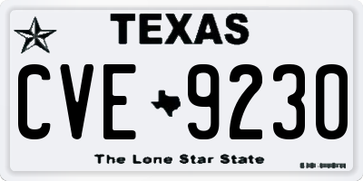 TX license plate CVE9230