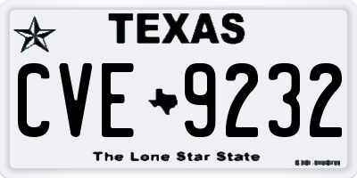 TX license plate CVE9232