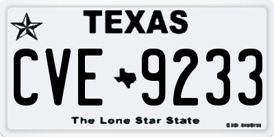 TX license plate CVE9233