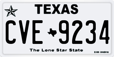 TX license plate CVE9234