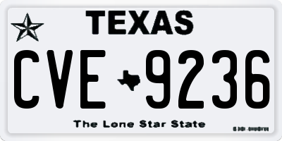 TX license plate CVE9236