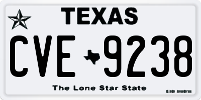 TX license plate CVE9238