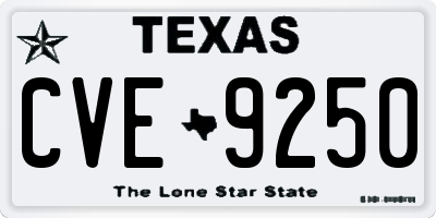 TX license plate CVE9250