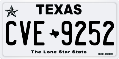 TX license plate CVE9252