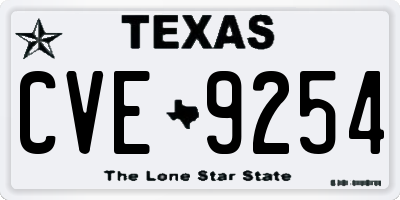 TX license plate CVE9254