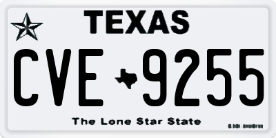 TX license plate CVE9255
