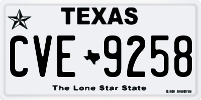 TX license plate CVE9258