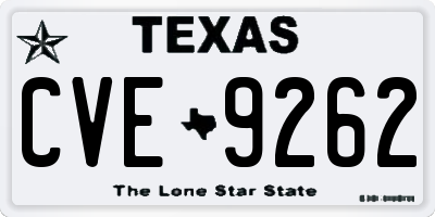 TX license plate CVE9262