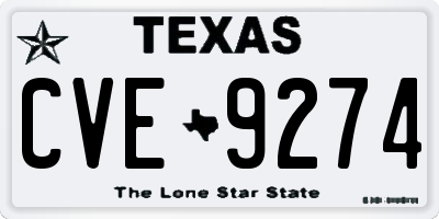 TX license plate CVE9274