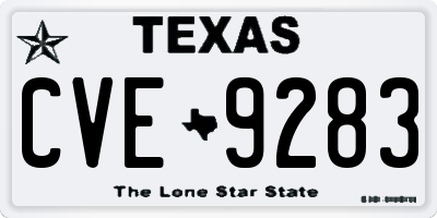 TX license plate CVE9283