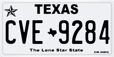 TX license plate CVE9284
