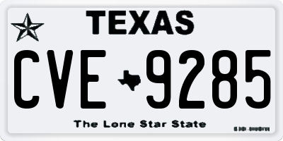 TX license plate CVE9285