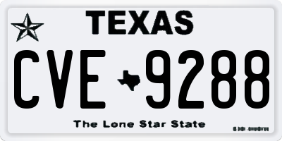 TX license plate CVE9288