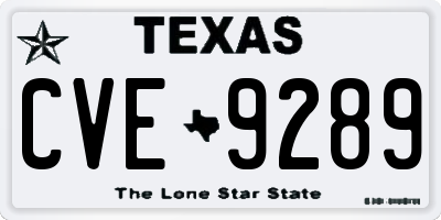 TX license plate CVE9289
