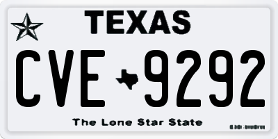 TX license plate CVE9292