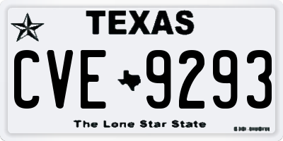 TX license plate CVE9293