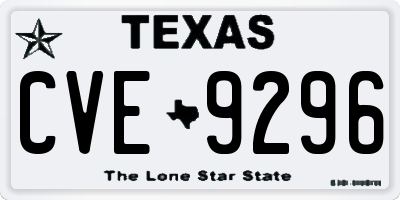 TX license plate CVE9296