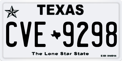 TX license plate CVE9298