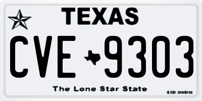 TX license plate CVE9303