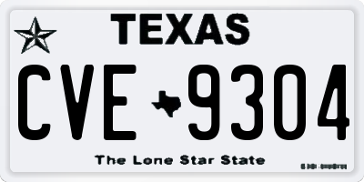 TX license plate CVE9304