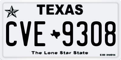 TX license plate CVE9308