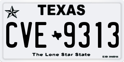 TX license plate CVE9313