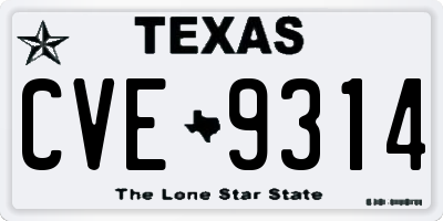 TX license plate CVE9314
