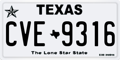 TX license plate CVE9316