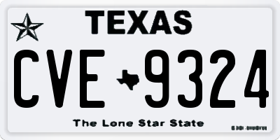TX license plate CVE9324