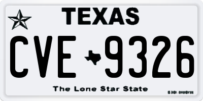TX license plate CVE9326