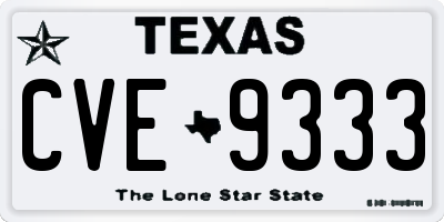 TX license plate CVE9333