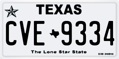 TX license plate CVE9334