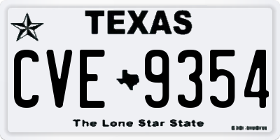TX license plate CVE9354