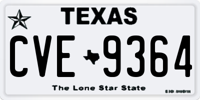 TX license plate CVE9364