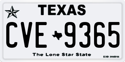 TX license plate CVE9365