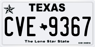 TX license plate CVE9367