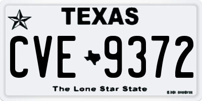 TX license plate CVE9372