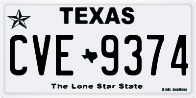 TX license plate CVE9374