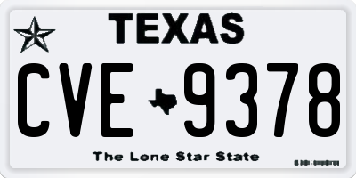 TX license plate CVE9378