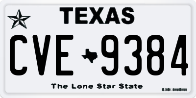 TX license plate CVE9384