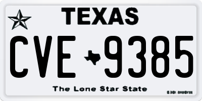 TX license plate CVE9385