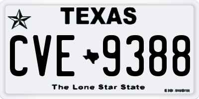 TX license plate CVE9388