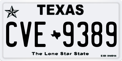 TX license plate CVE9389