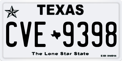 TX license plate CVE9398