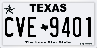 TX license plate CVE9401
