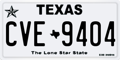 TX license plate CVE9404