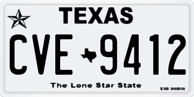 TX license plate CVE9412