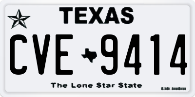TX license plate CVE9414